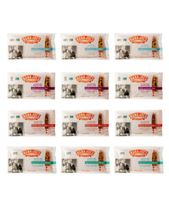 Twelve assorta Nana Joes Granola Bars on a white background